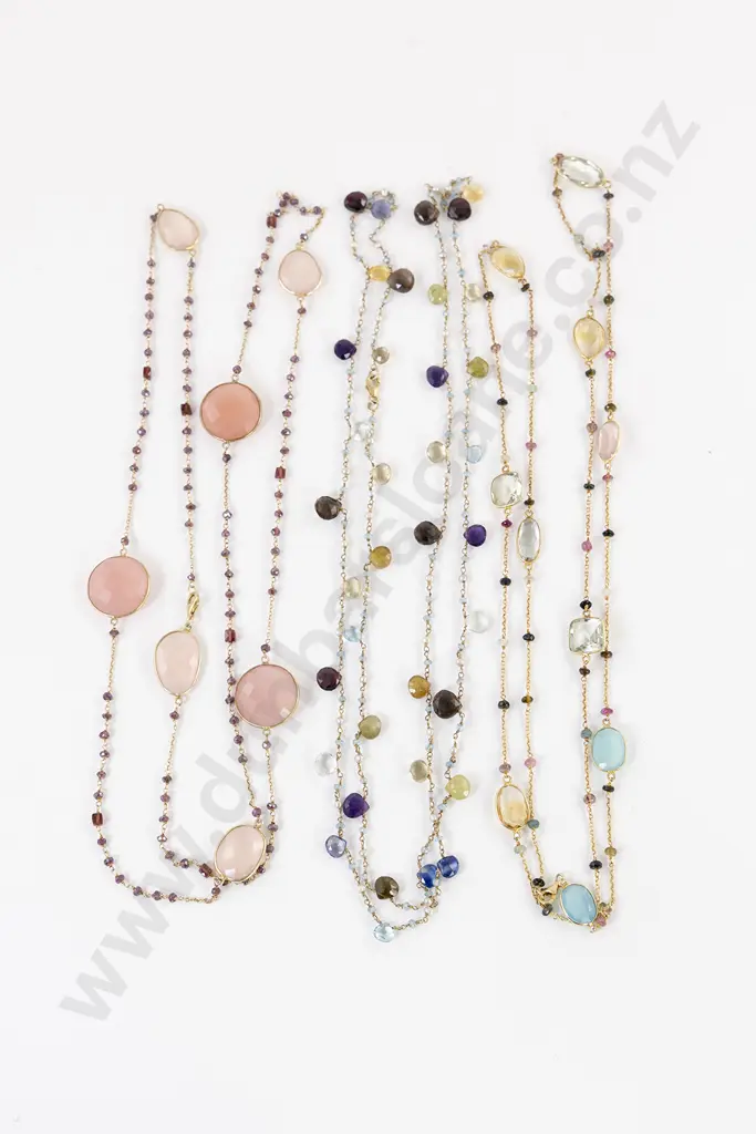 Bilkey & Co Three Multi-Gem Long Woven Beaded Necklaces Image 1++