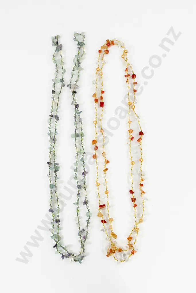 Two Long Woven Beaded Necklaces Image 1++