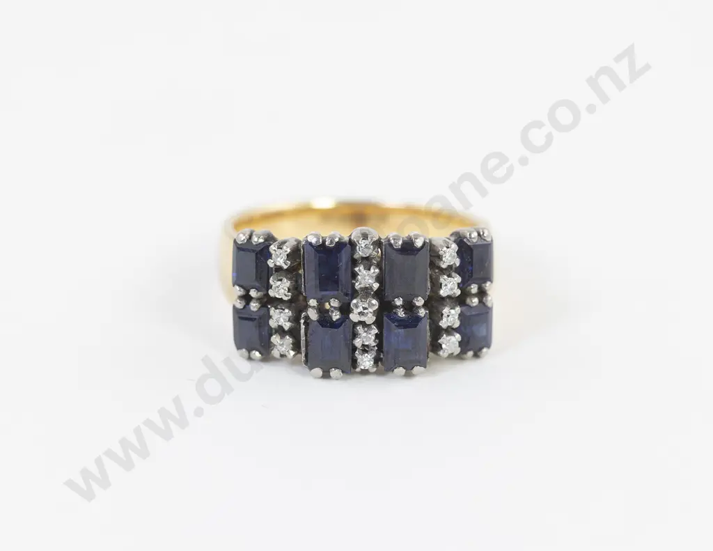 18ct 21stone Sapphire and Diamond Dress Ring Image 1++