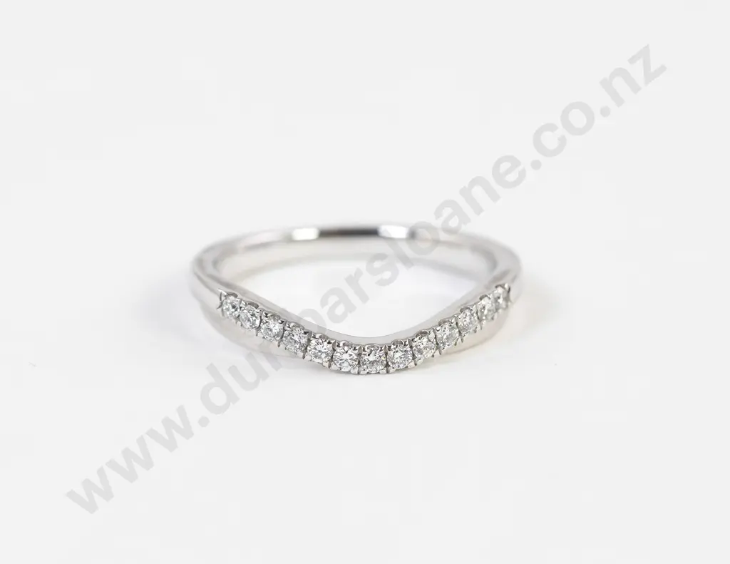 19ct 13stone White Gold Diamond Curved Wedding Band Image 1++