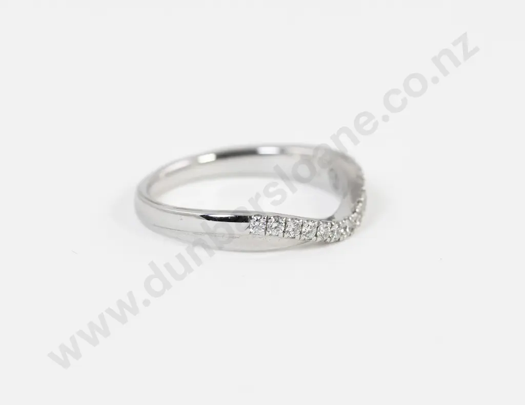 19ct 13stone White Gold Diamond Curved Wedding Band Image 1++