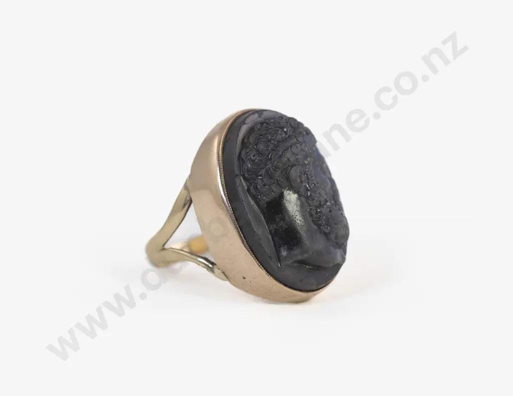 Antique 9ct Labradorite Cameo Portrait Ring Image 1++