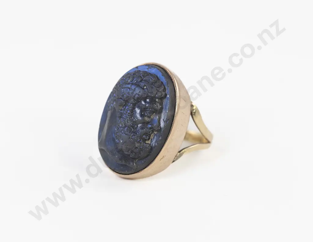 Antique 9ct Labradorite Cameo Portrait Ring Image 1++