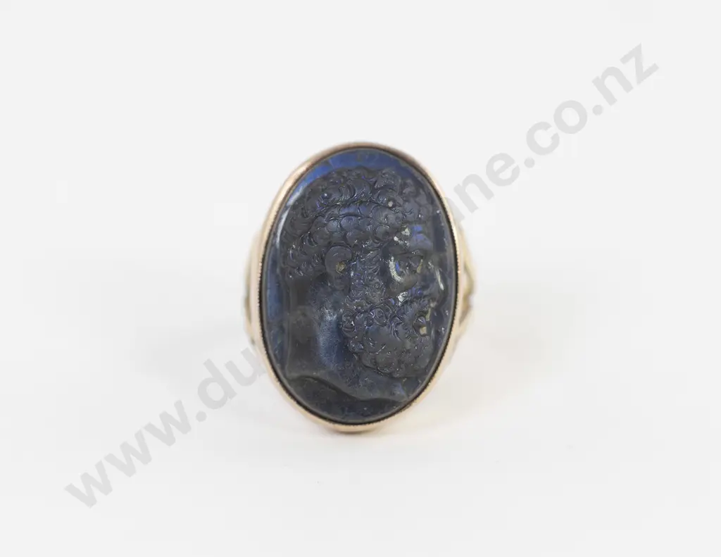 Antique 9ct Labradorite Cameo Portrait Ring Image 1++
