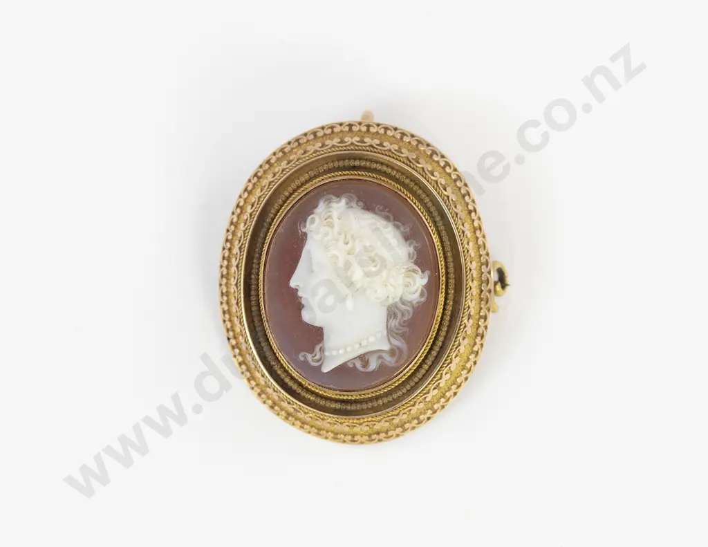 Victorian 9ct Framed Cornelian Cameo Brooch/Pendant Image 1++