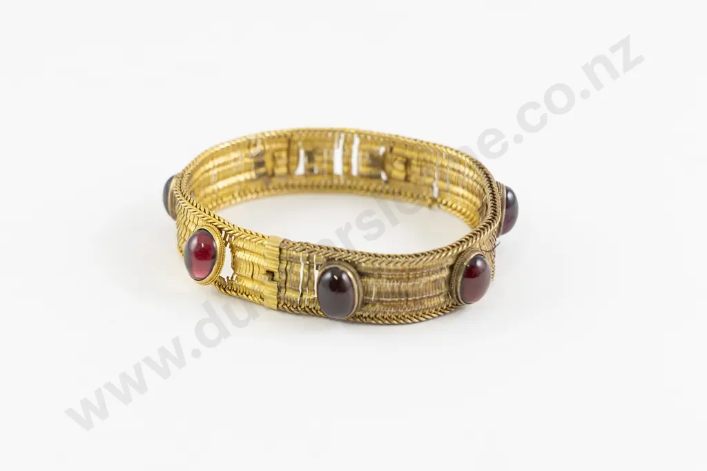 Edw VII 15ct Seven Stone Garnet Bracelet Image 1++