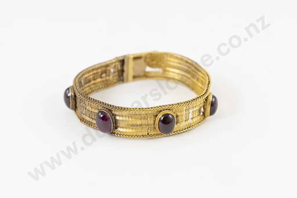 Edw VII 15ct Seven Stone Garnet Bracelet Image 1++