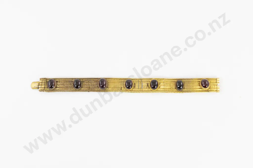 Edw VII 15ct Seven Stone Garnet Bracelet Image 1++