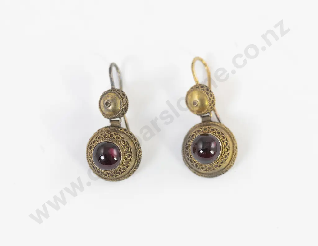 Original Cased Victorian 9ct Etruscan Revival Pendant Drop Earrings Image 1++