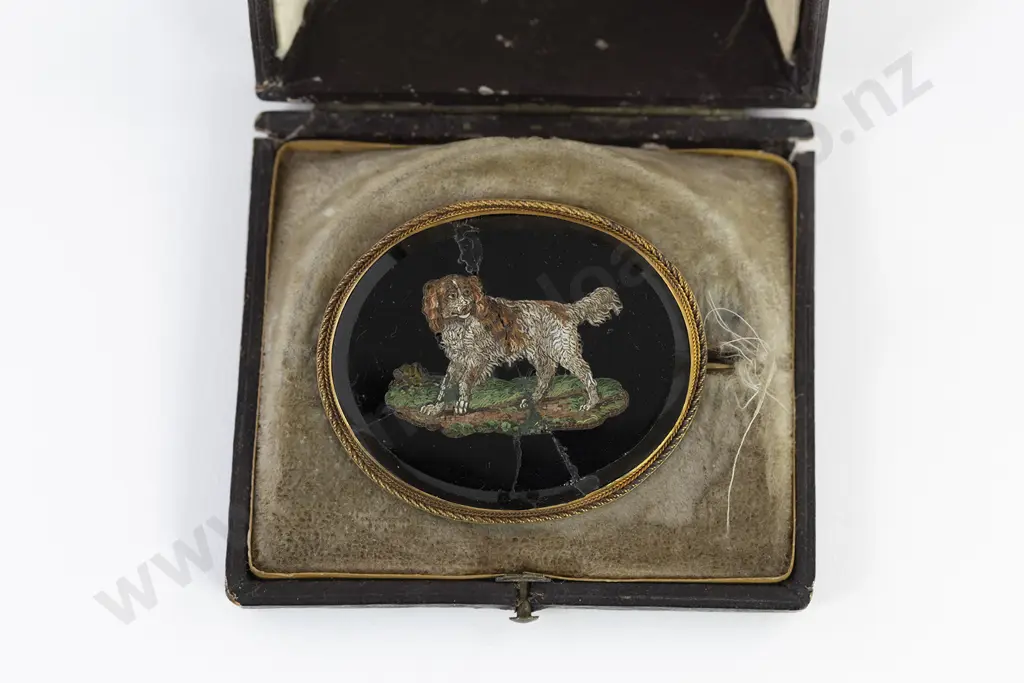 Original Cased Victorian Grand Tour Micro Mosaic Brooch Image 1++