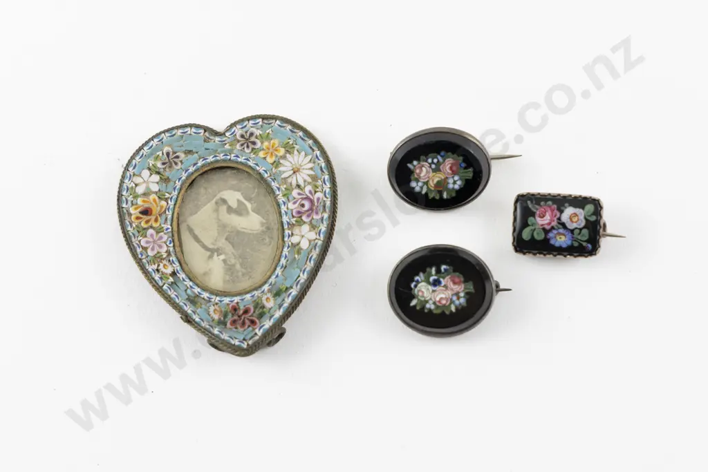 Vict Micro Mosaic Pair Lapel Brooches Image 1++