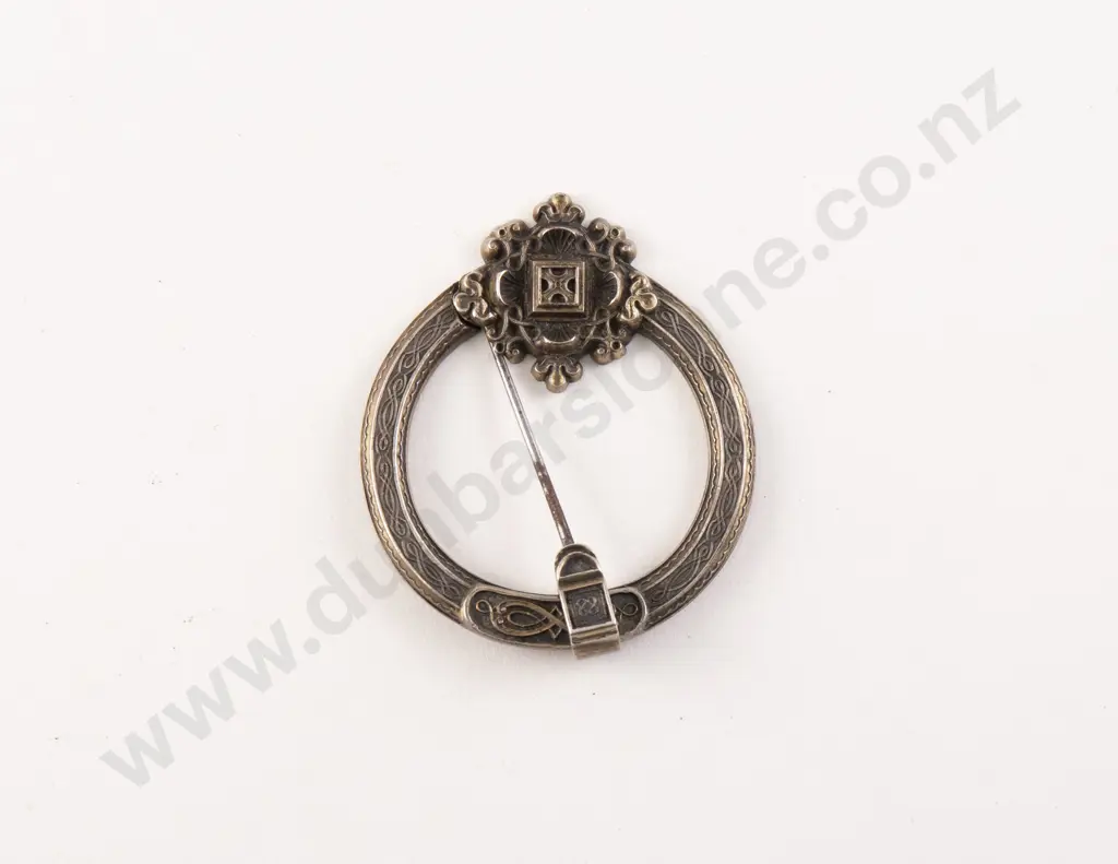 Large Vict Gothic Design Gilt Metal Celtic Brooch Image 1++
