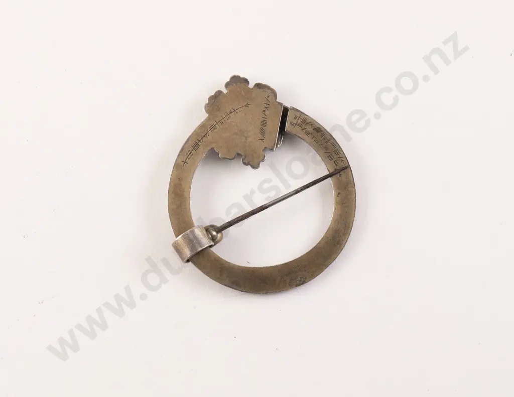 Large Vict Gothic Design Gilt Metal Celtic Brooch Image 1++