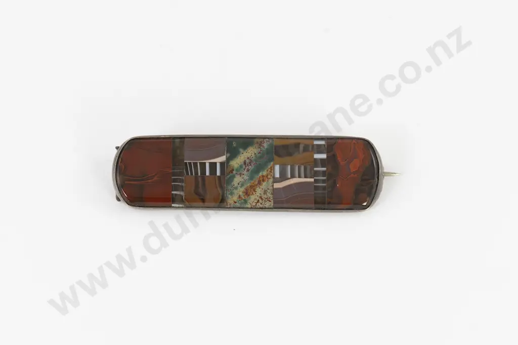 Edwardian Fine Scottish Mixed Pebble Agate Brooch Image 1++