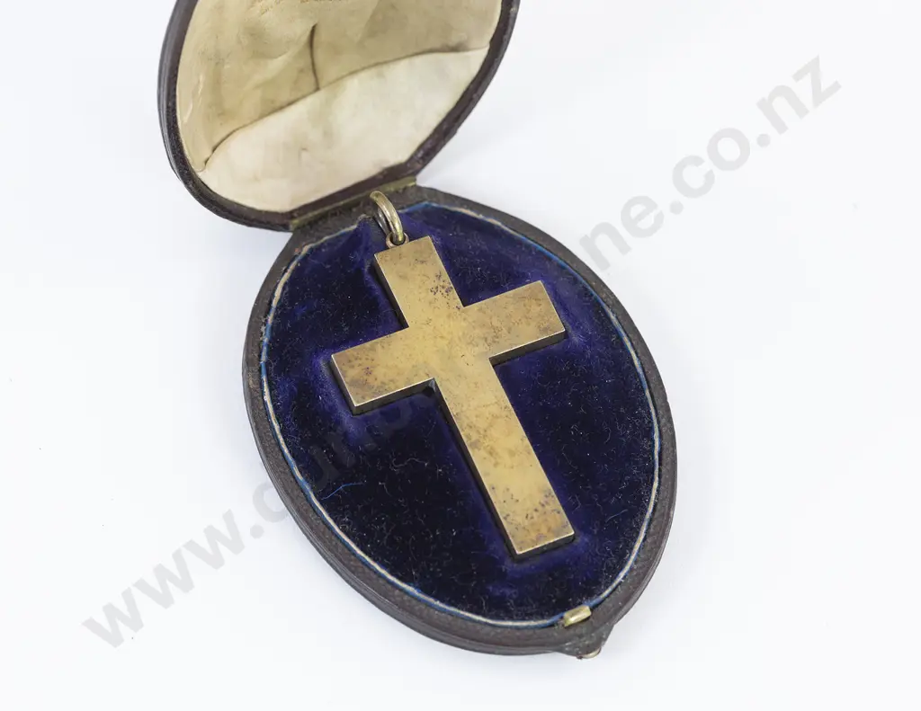 Original Cased Victorian Large Plain Silver Gilt Cross Pendant Image 1++