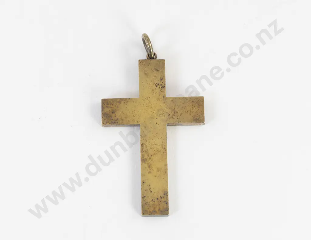 Original Cased Victorian Large Plain Silver Gilt Cross Pendant Image 1++