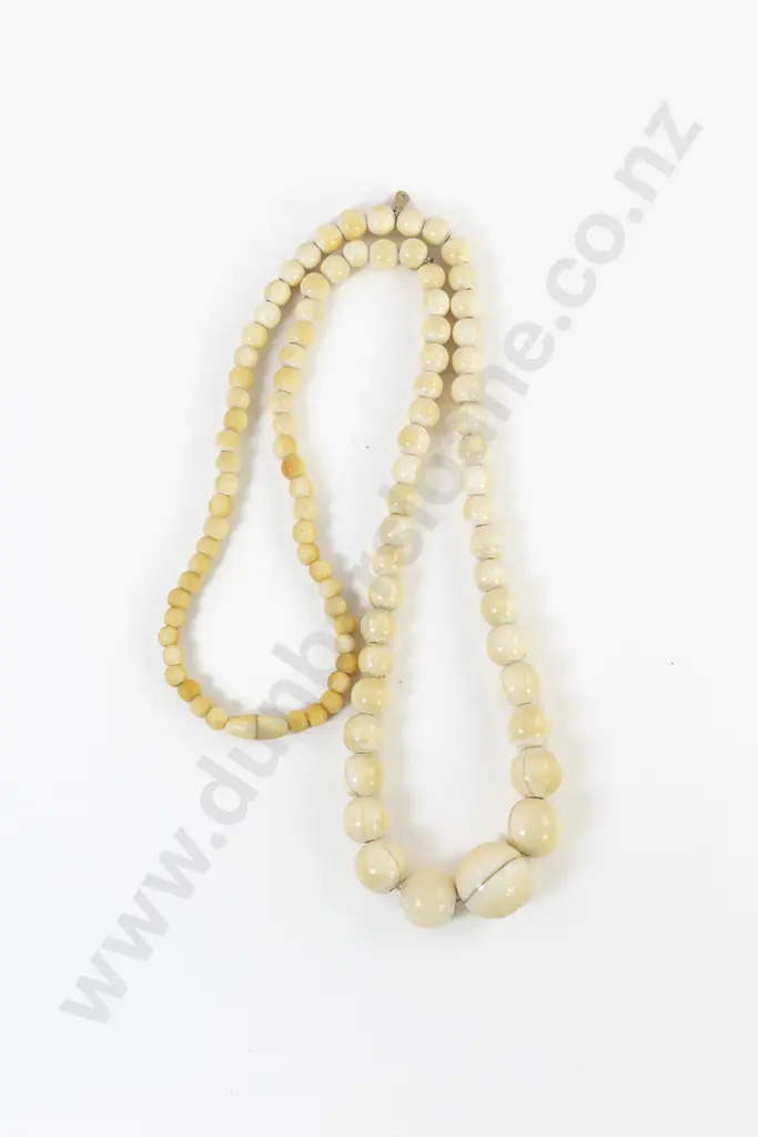 Victorian Single Strand Graduated Ivory Bead Necklace Image 1++