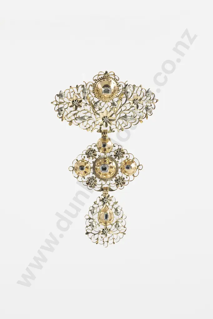 Antique Georgian Diamond Filigree Gold and Silver Cross Pendant Image 1++
