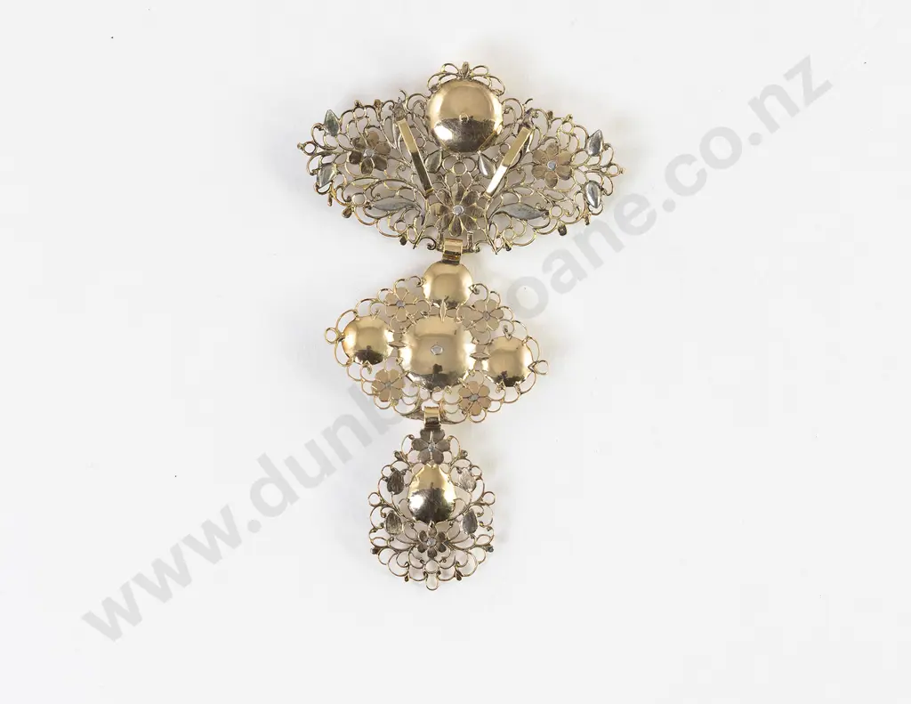 Antique Georgian Diamond Filigree Gold and Silver Cross Pendant Image 1++