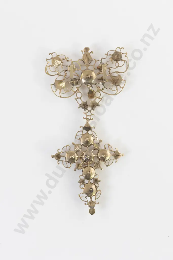 Antique Georgian Ruby Filigree Gold Cross Pendant Image 1++