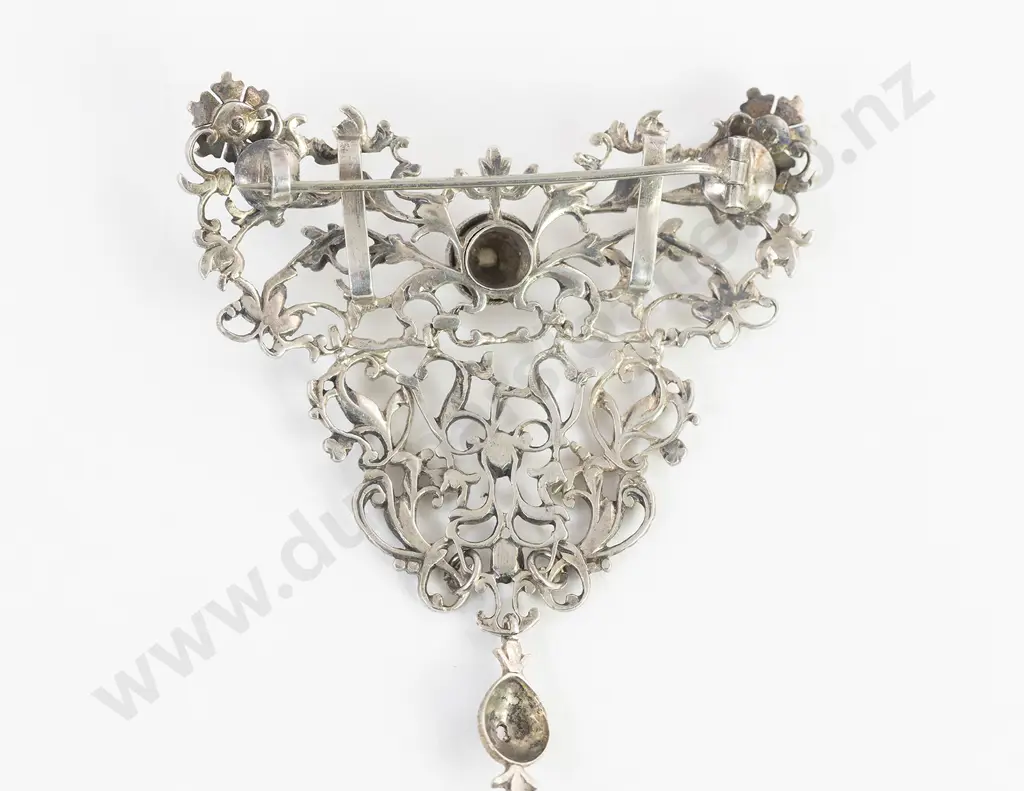 Antique Georgian Filigree Silver Diamond Pendant/Brooch Image 1++