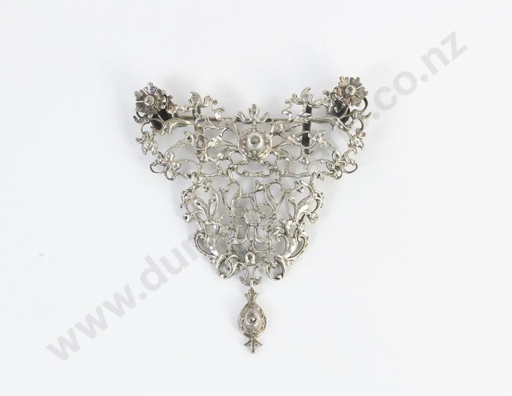 Antique Georgian Filigree Silver Diamond Pendant/Brooch Image 1++