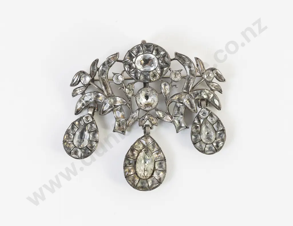 Late C18th French Pattern Silver and Diamond Paste Brooch Image 1++