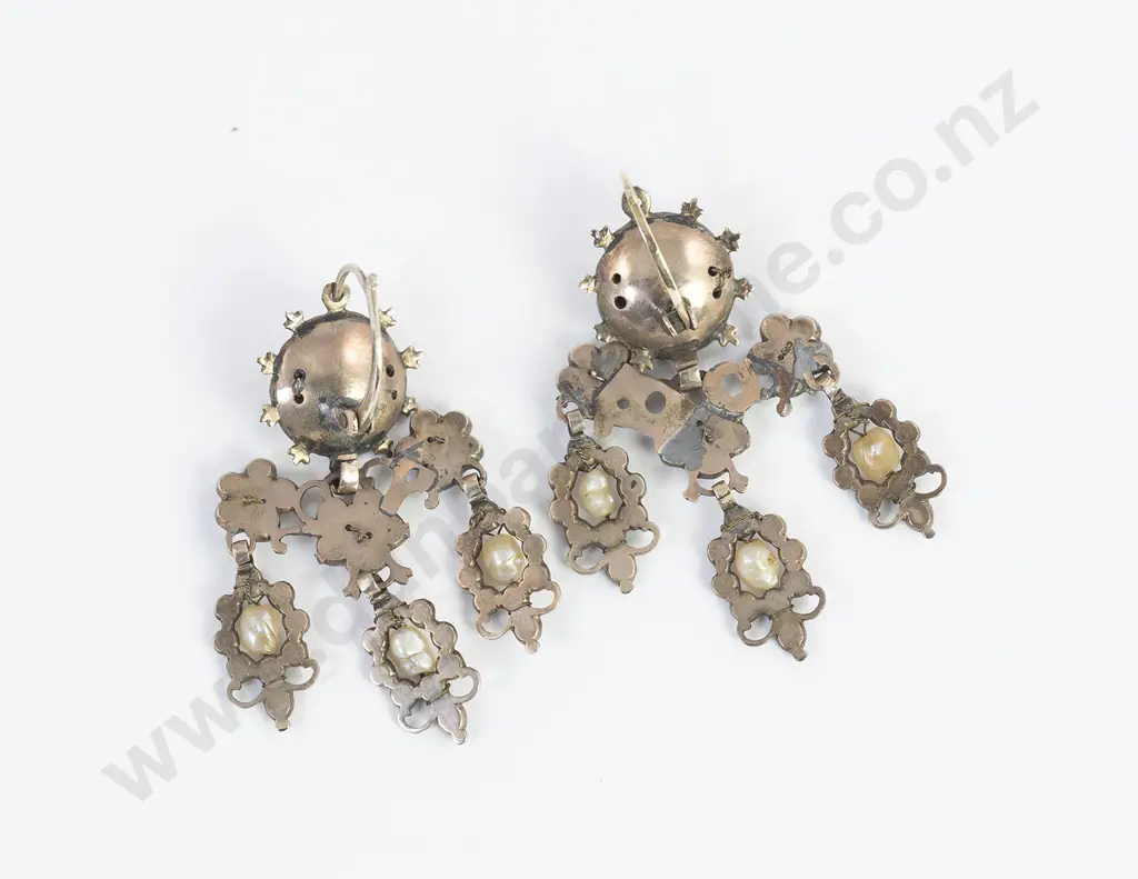 Pair C17th Spanish Style Girandole Form Earrings Image 1++