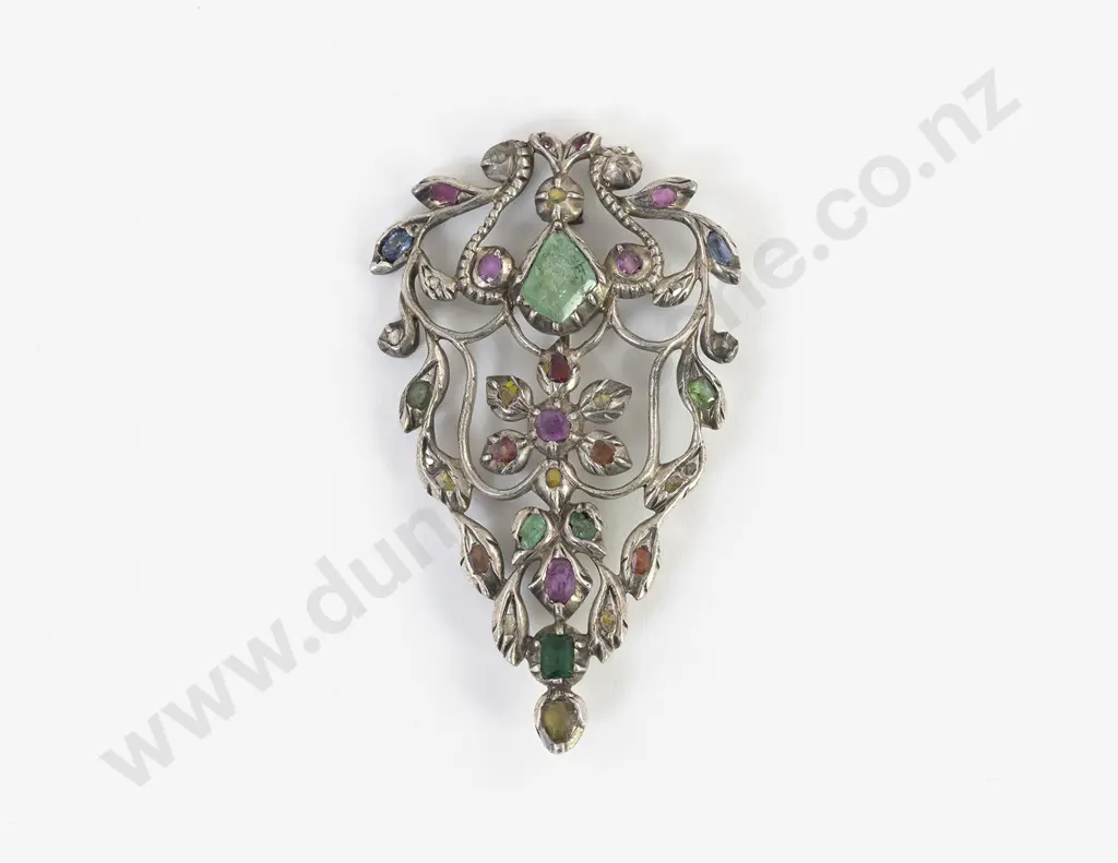 Georgian Silver Multi Gem Giardinetti Brooch Image 1++