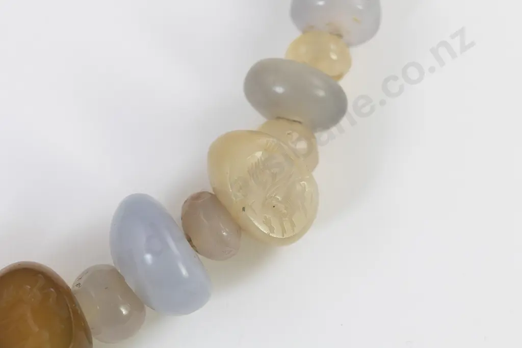 Ancient Hellenistic or Roman Crystal Stone and Agate Bead Seal Necklace Image 1++