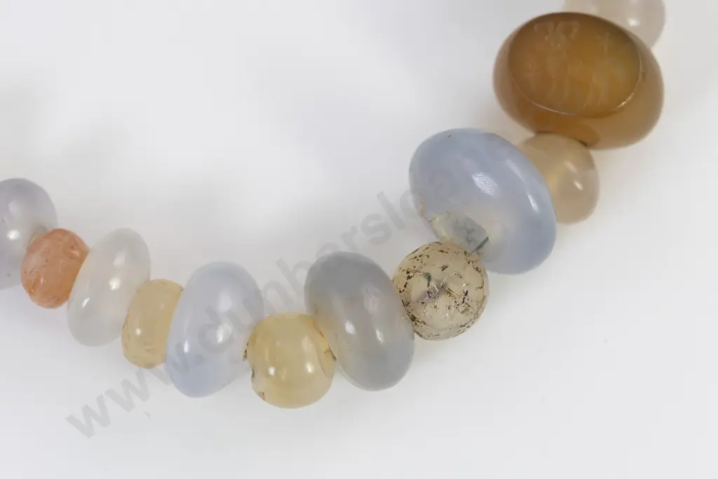 Ancient Hellenistic or Roman Crystal Stone and Agate Bead Seal Necklace Image 1++