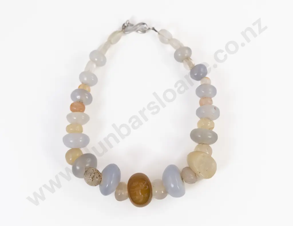 Ancient Hellenistic or Roman Crystal Stone and Agate Bead Seal Necklace Image 1++