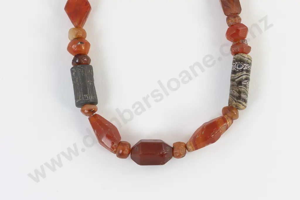 Ancient Carnelian and Cylinder Bead Necklace Image 1++