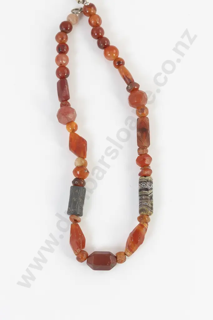 Ancient Carnelian and Cylinder Bead Necklace Image 1++