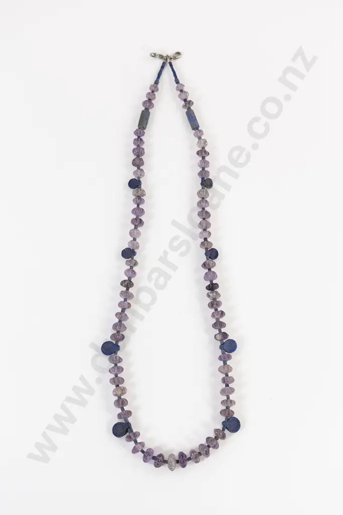 Ancient Lapis Lazuli and Amethyst Bead Necklace Image 1++