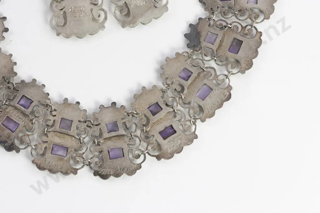 C1940's Mexican Matilde Poulat (Matl) Collar and Matching Earrings Image 1++
