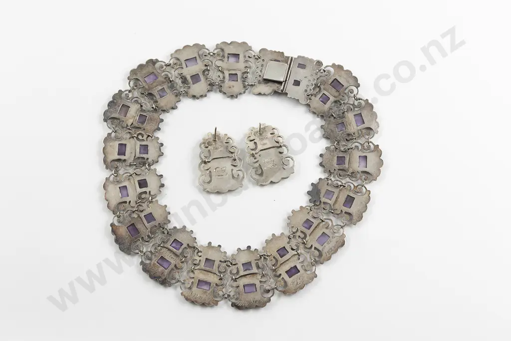 C1940's Mexican Matilde Poulat (Matl) Collar and Matching Earrings Image 1++