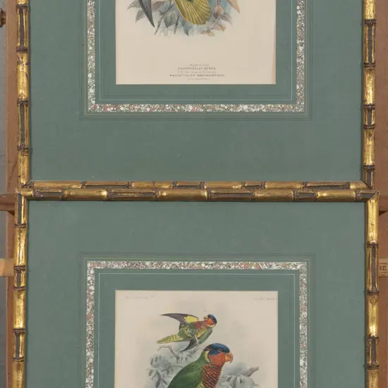 Pair Victorian Framed Bookplates