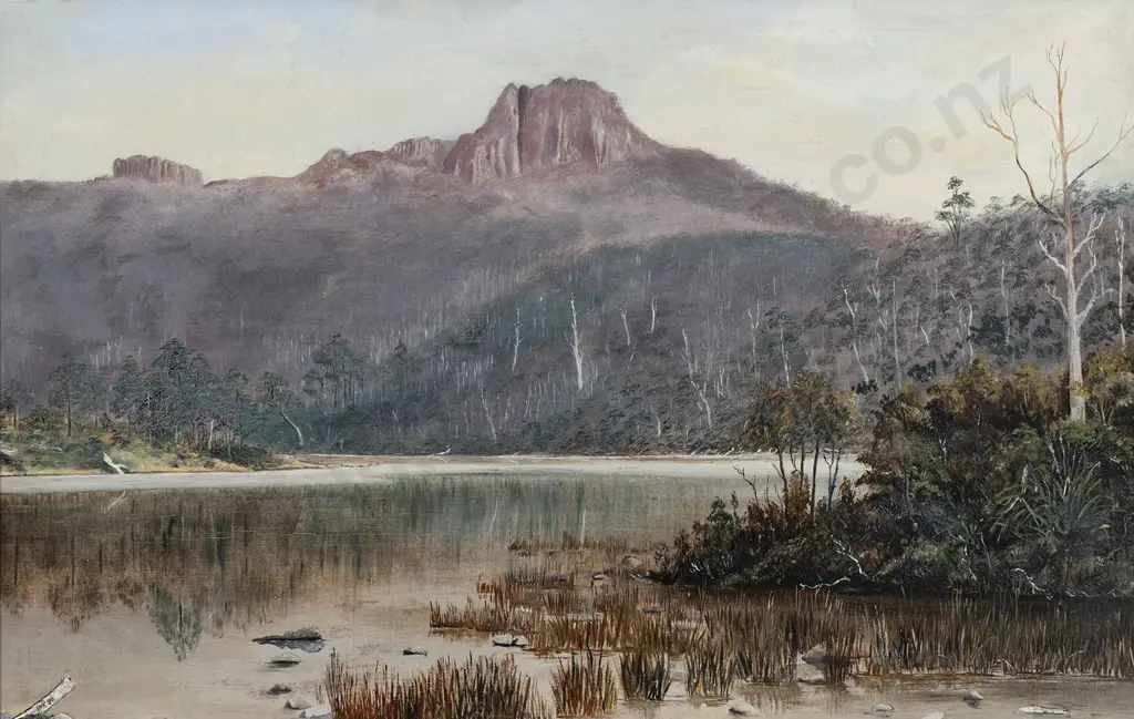 Unknown Colonial Artist - Lake George Mount King William Tasmania Image 1++