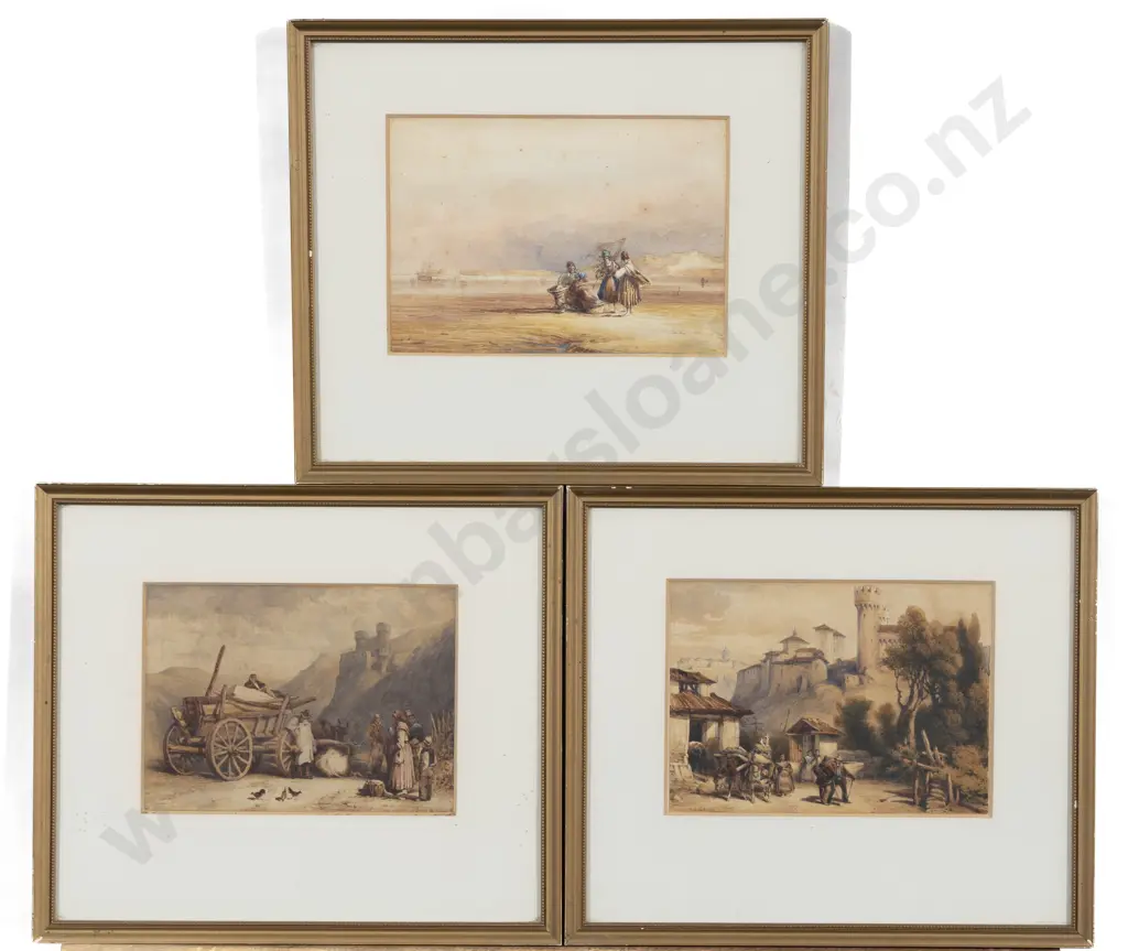 Three Early C19th Landscapes With Figures Image 1++