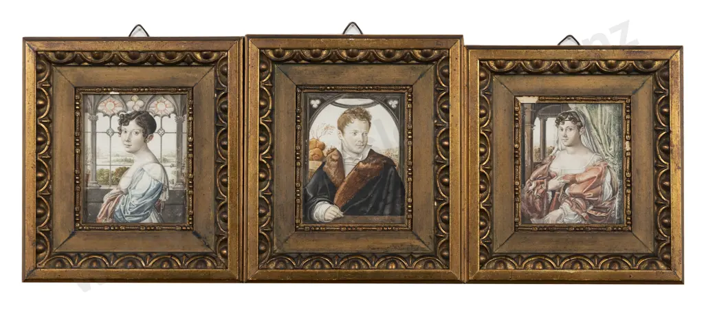 Set Of 3 C19th European Portrait Miniatures Image 1++