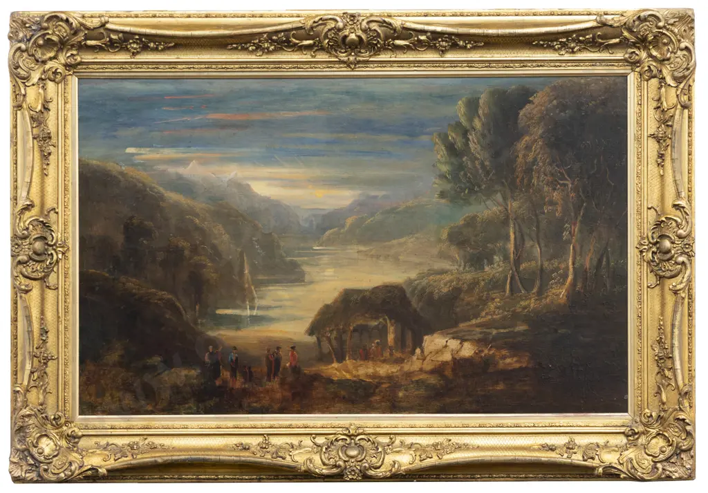 C19th School River Landscape With Figures Image 1++