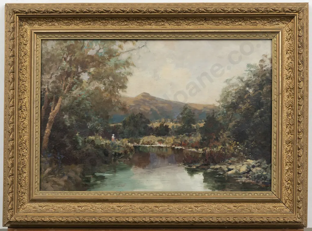 C H Howorth (1856 - 1945) - River Scene With Figure Image 1++