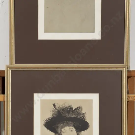 Pair Reproduction Edwardian "Gibson Girl" Style Portrait Prints