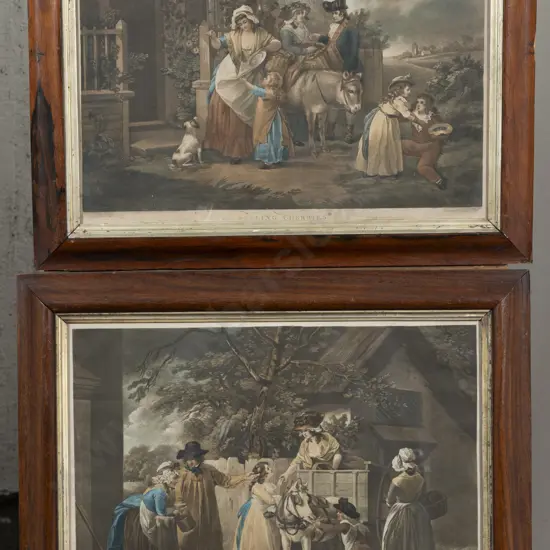 E Bell After George Moreland - Two Hand Coloured Mezzotints