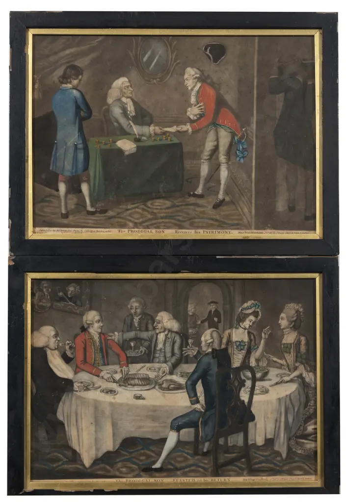 Set of Six C18th Mezzotints - The Stroy of The Prodigal Son Image 1++