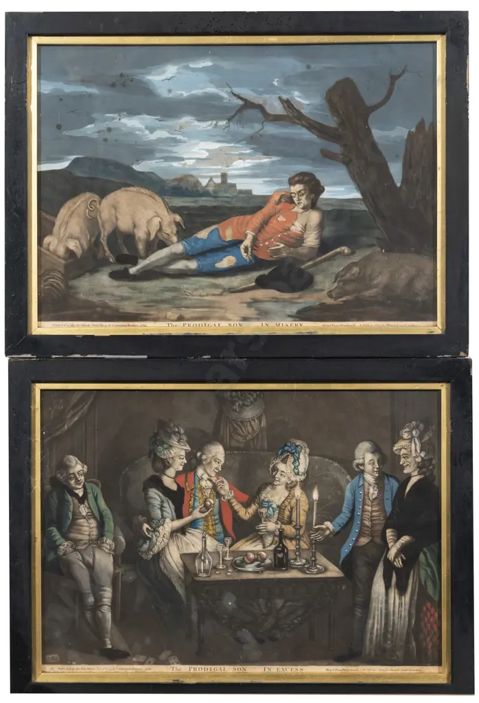 Set of Six C18th Mezzotints - The Stroy of The Prodigal Son Image 1++