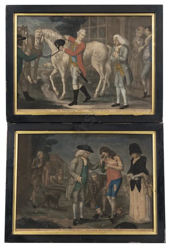 Set of Six C18th Mezzotints - The Stroy of The Prodigal Son Image 1++