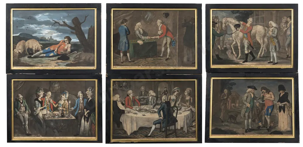 Set of Six C18th Mezzotints - The Stroy of The Prodigal Son Image 1++