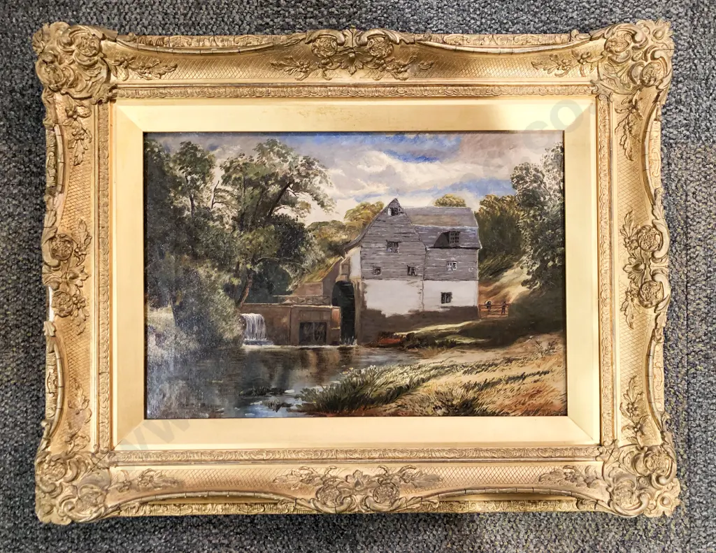 C19th Oil on Canvas - Watermill Image 1++
